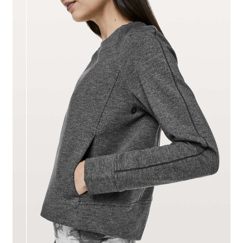 Lululemon On Track Crew Sweatshirt (Sz 12) Heathered Black Active Casual Travel